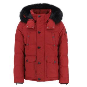 🎁 Moose Knuckles Round Island Blue Frost Fox Fur-Trim Down Jacket